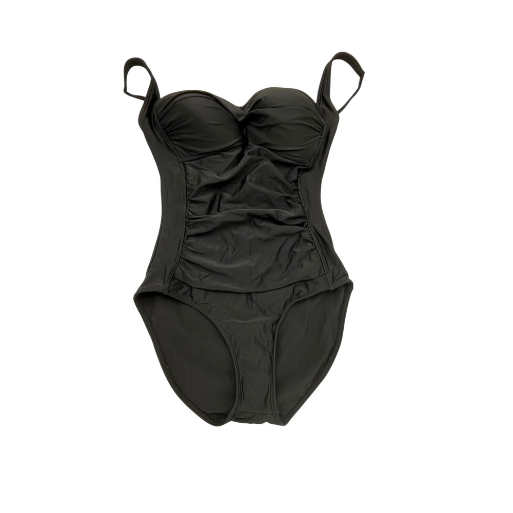 Venus Womens Ruched Underwire One Piece Swimsuit Black Size 10 Sweetheart Neck